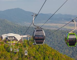 Cable car in mountains on Langkawi island, Malaysia